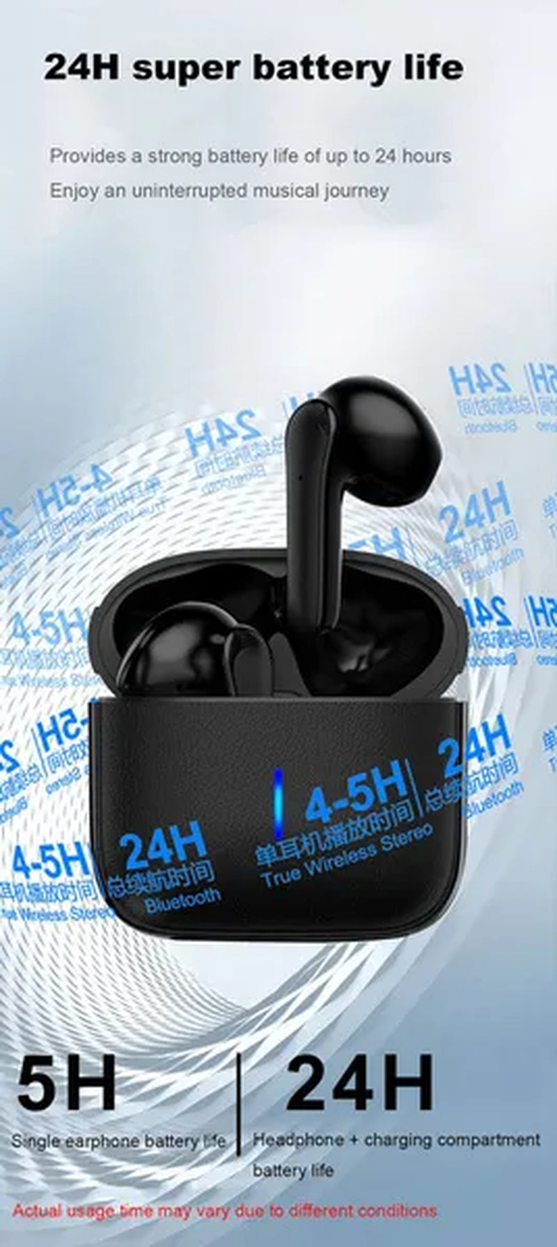 TWS Wireless Bluetooth 5.1 Earphones Waterproof Sport Bluetooth Headset True Wireless Earbuds Hifi Stereo Touch Control Bluetooth Headphones for Iphone Samsung Xiaomi Huawei Smartphone Earpieces
