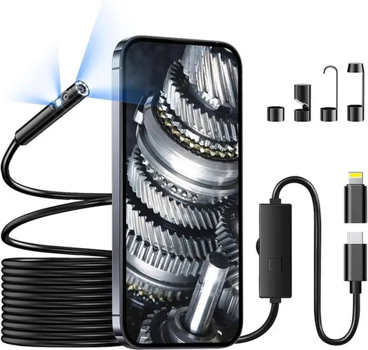 Endoscope 1920P Borescope Inspection Camera with 8+1 Adjustable LED Lights, Semi-Rigid Snake Cable 16.5FT, IP67 Waterproof for Iphone, Ipad, Samsung,Cool Gadgets for Men