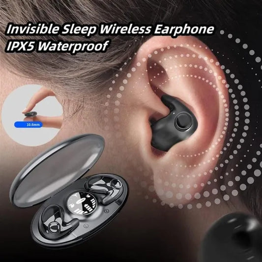 Invisible Sleep Wireless Earphone with Charging Case, Bluetooth 5.3 Hidden Earbuds Lightweight Sense-Free to Wear, IPX5 Waterproof Noise Cancelling Touch Control Headphones Small Earbuds