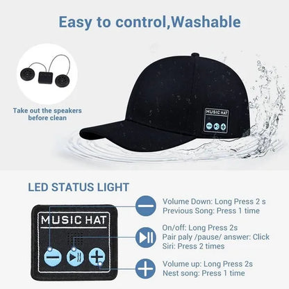 Unisex Outdoor Sport Music Cap Wireless Bluetooth Speaker Hands-Free Call Baseball Hat Earphone with Mic
